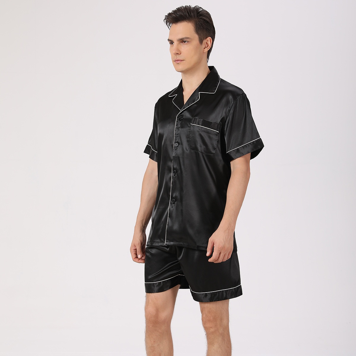 European Men's Large Size Loose Home Clothes Summer Men's Breathable Thin Short-sleeved Shorts Ice Silk Pajamas Set