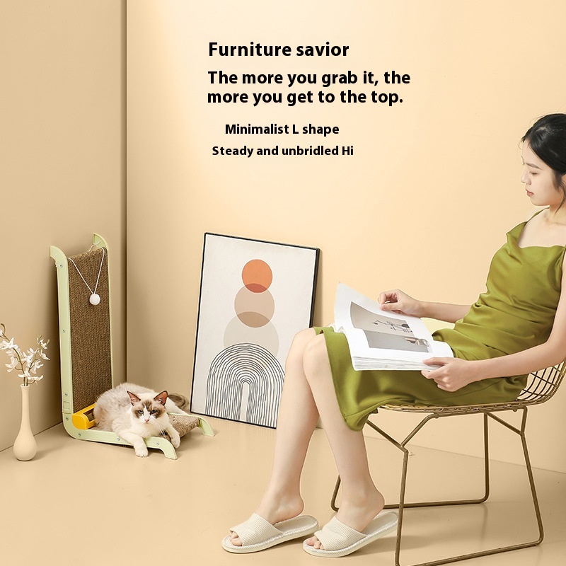 L-shaped Cat Scratching Board Bell Scratch-resistant Wear-resistant Corrugated Paper Does Not Drop Crumbs Vertical Cat Climbing Frame Cat Boredom Relief Toy