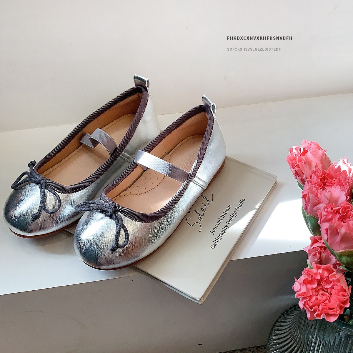 Silver Bow Children's Shoes Children1-3-6 Years Old Girls Leather Shoes Spring Children Princess Shoes Baby Shoes Female