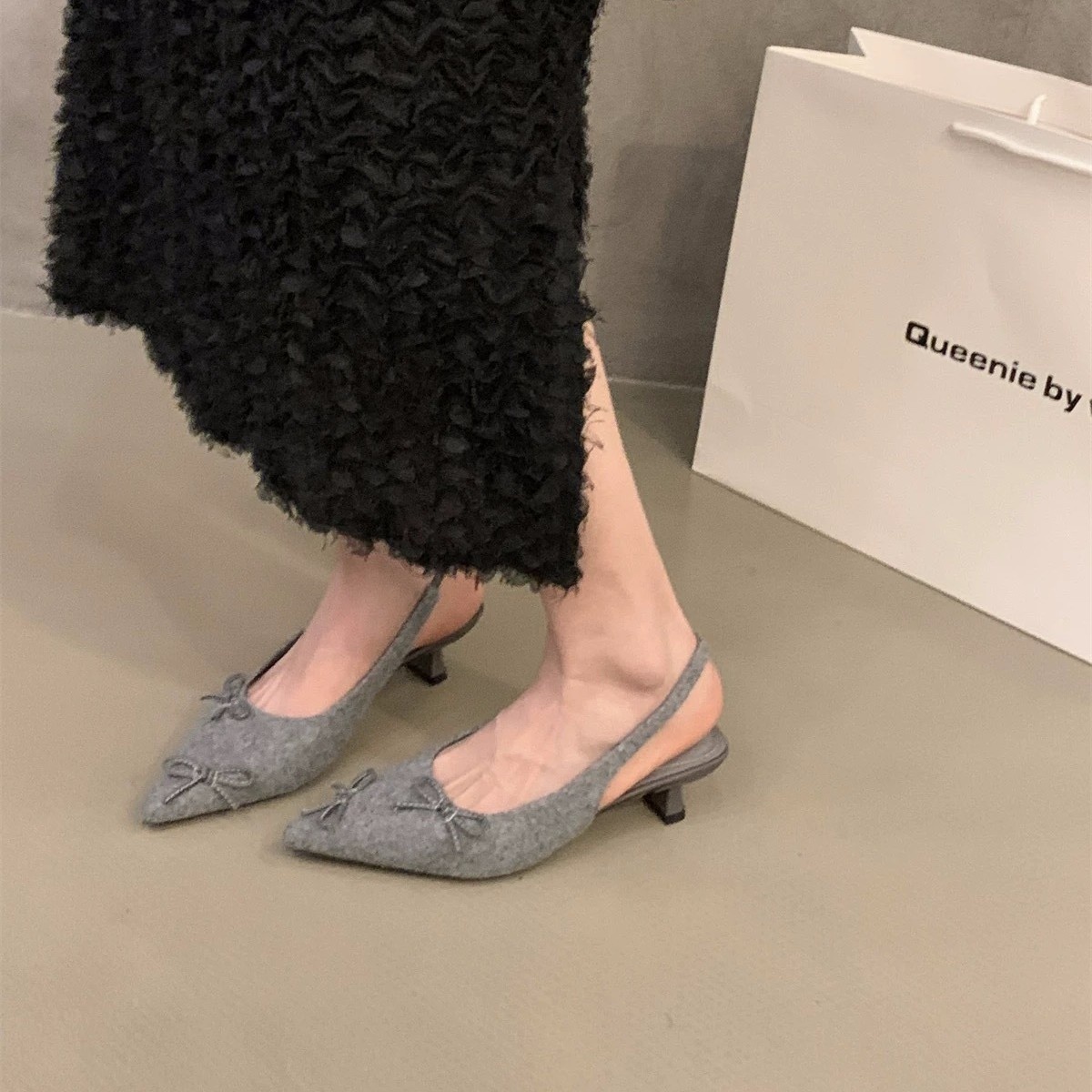 French Small High Heel Black Suede Toe Sandals Fairy Shoes Spring And Summer Elegant Ladies Shoes