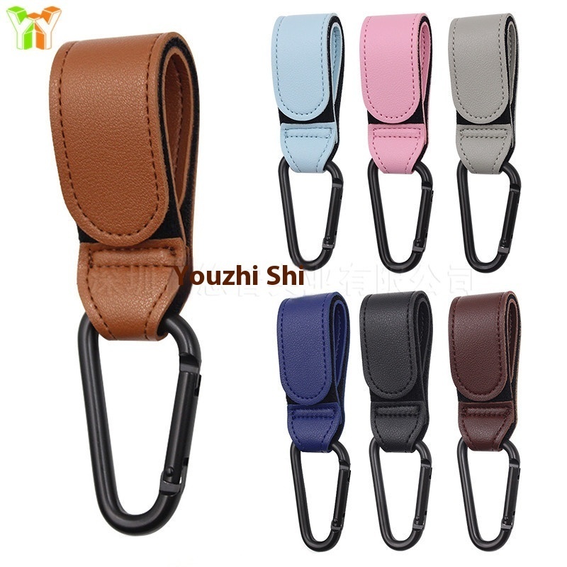 Baby Stroller Velcro Leather Hook Children Stroller Diaper Bag Hook Portable Storage Bottle Hook