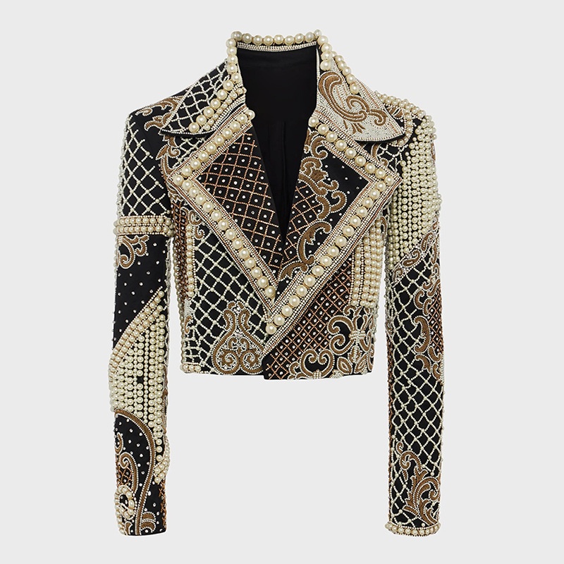In Stock Early Spring European And American Star Fashion Luxury Heavy Industry Embroidered Beaded Diamond Short Jacket Jacket