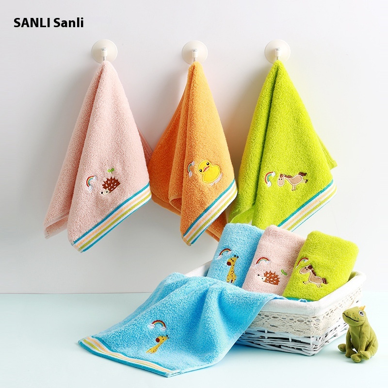 Sanli Towel Direct Pure Cotton Towel Untwisted Children's Towel Soft Embroidered Children's Small Towel Kindergarten Towel