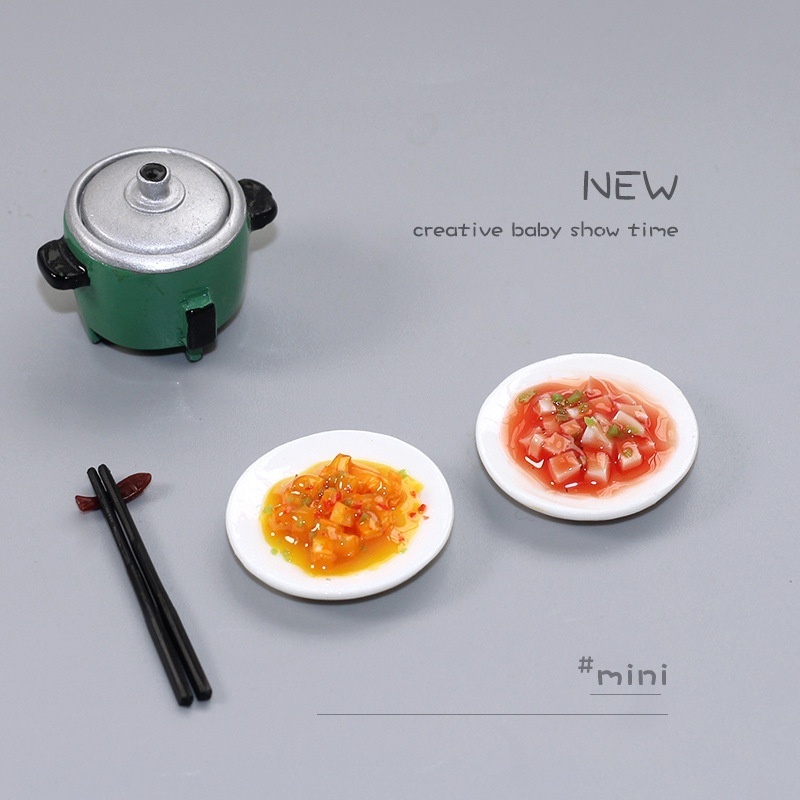 Miniature Accessories Model Toy Doll House Shooting Props Ornaments Simulation Mini Mapo/crab Roe Tofu I122