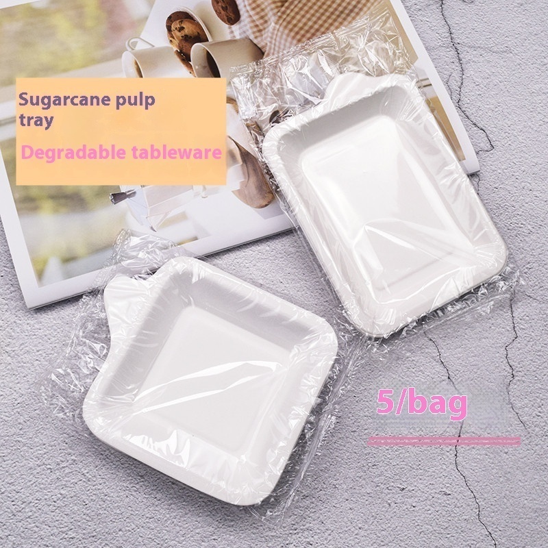 Cake Paper Plate Disposable Party Dining Plate Cake Plate Tableware Rectangular Birthday Plate Degradation Disposable