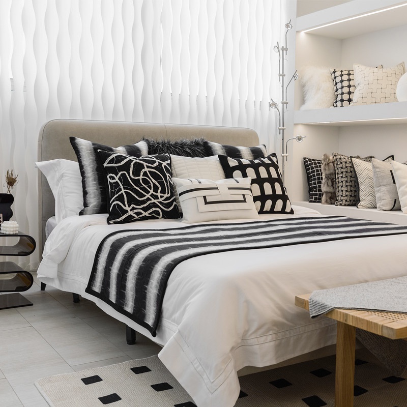 Light Luxury Model Room Bed Flag Pillow Combination Hotel Villa High-end Bed End Towel Sofa Pillow Black Gray Stripes