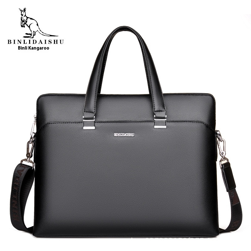 Binli Kangaroo Men's Briefcase Casual Computer Men's Bag Lawyer Business Soft Leather Shoulder Crossbody Handbag Men's