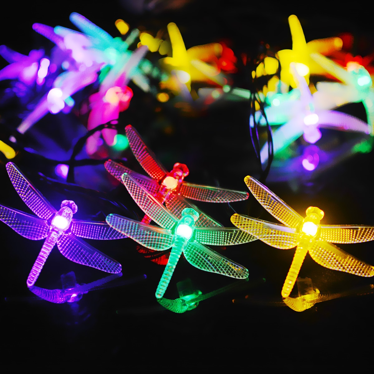 Direct Of Solar Light String Outdoor Garden LEDColored Lights Courtyard Christmas Holiday Decoration Lights Dragonfly String Lights