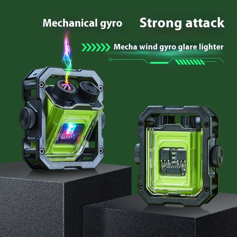 Dazzling Light Mechanical Mecha Gyroscope USBCharging Double Arc Lighter High Speed Decompression Gyroscope