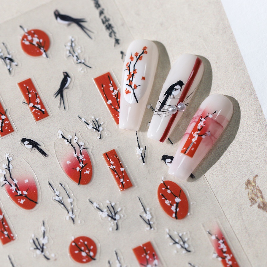 Magico Ferrite Relief Nail Stickers Atmosphere Frosted Thin Transparent Technology Stickers TS-3532 Yisai Plum Blossom