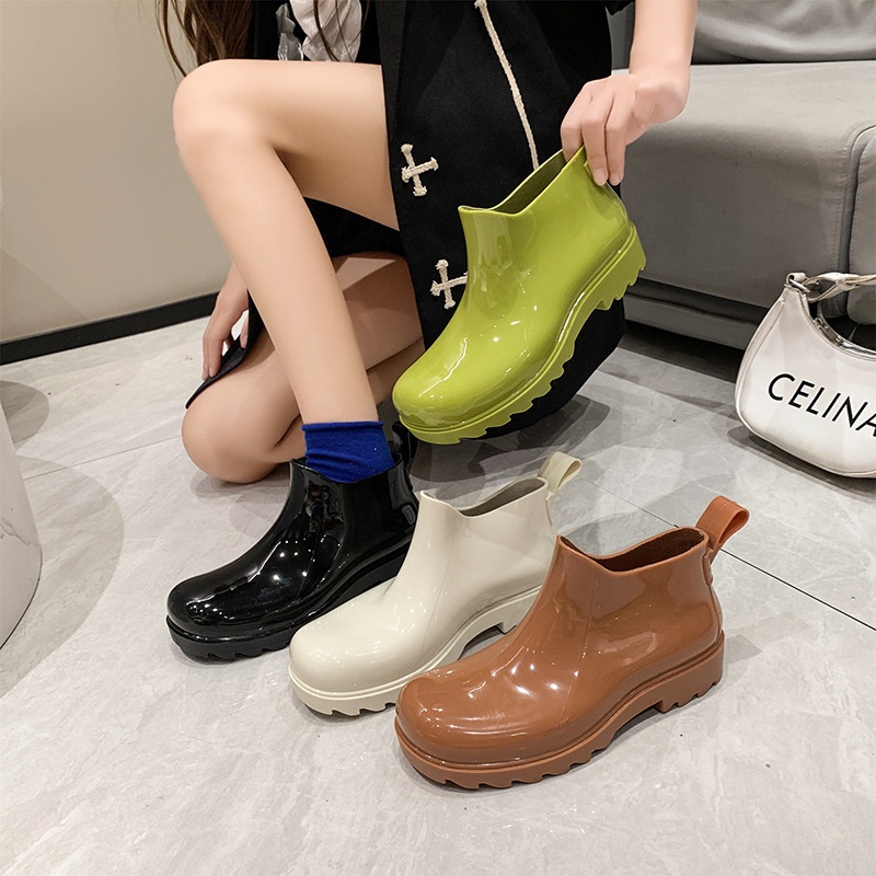 Big Head Platform Thick Bottom Short Barrel Martin Boots Short Boots Net Red Axige Candy Color Jelly Rain Boots