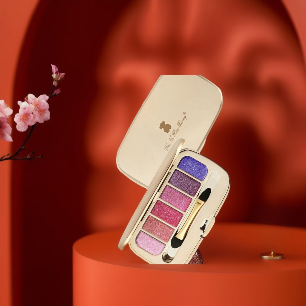 Direct Winnie Bear Soft Starry Sky 6 Color Eye Shadow Plate. Peach Blossom Makeup Eye Shadow