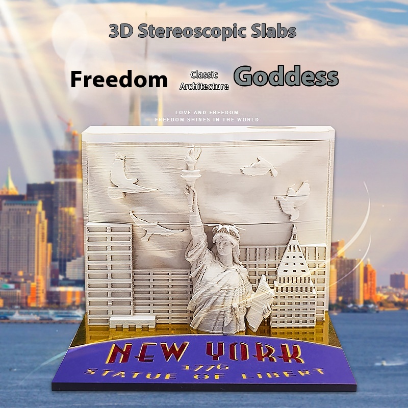 YORKStatue Of Liberty Creative Model Gift3 DStereo Building Paper Sculpture Notepad Art Ornaments
