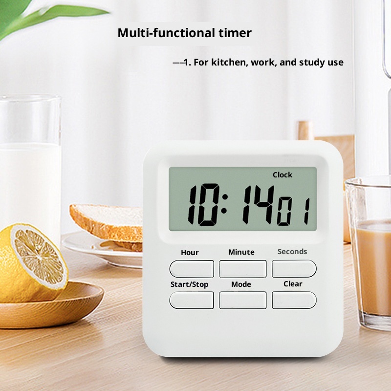 Multi-function Large-screen Kitchen Timer 24 Hours Clock Learning Countdown Alarm Clock Silent Vibration Refrigerator Magnet