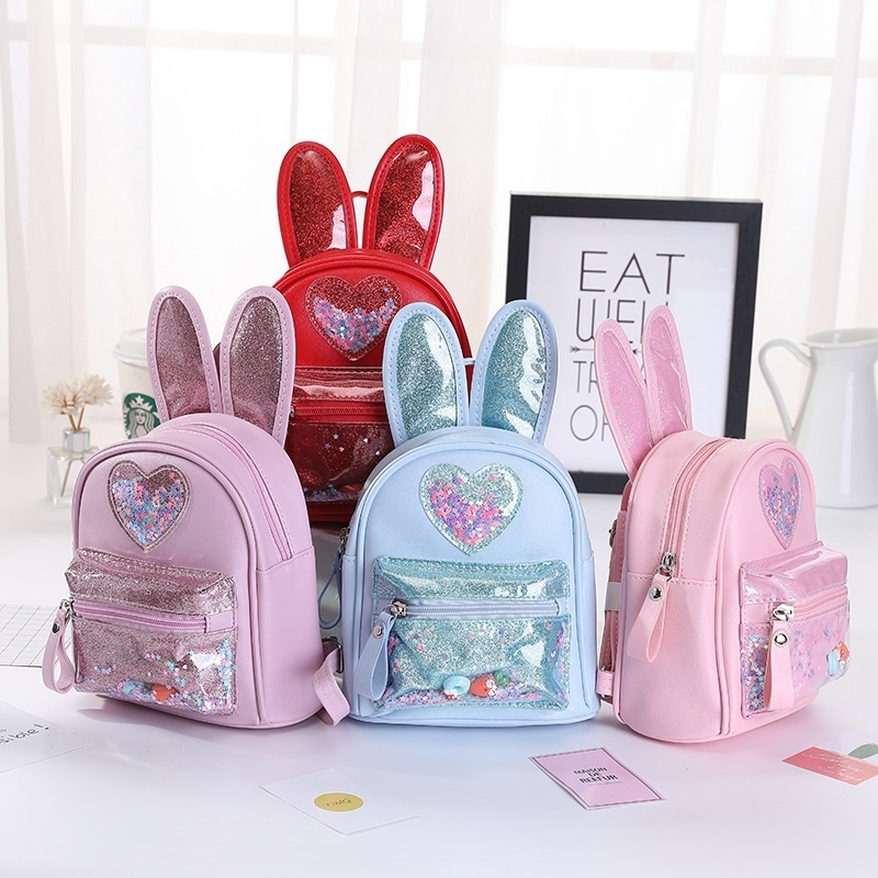 Children's Backpack Fashion Sequ Cute Rabbit Mini Backpack Casual Outing Kindergarten School Bag Female