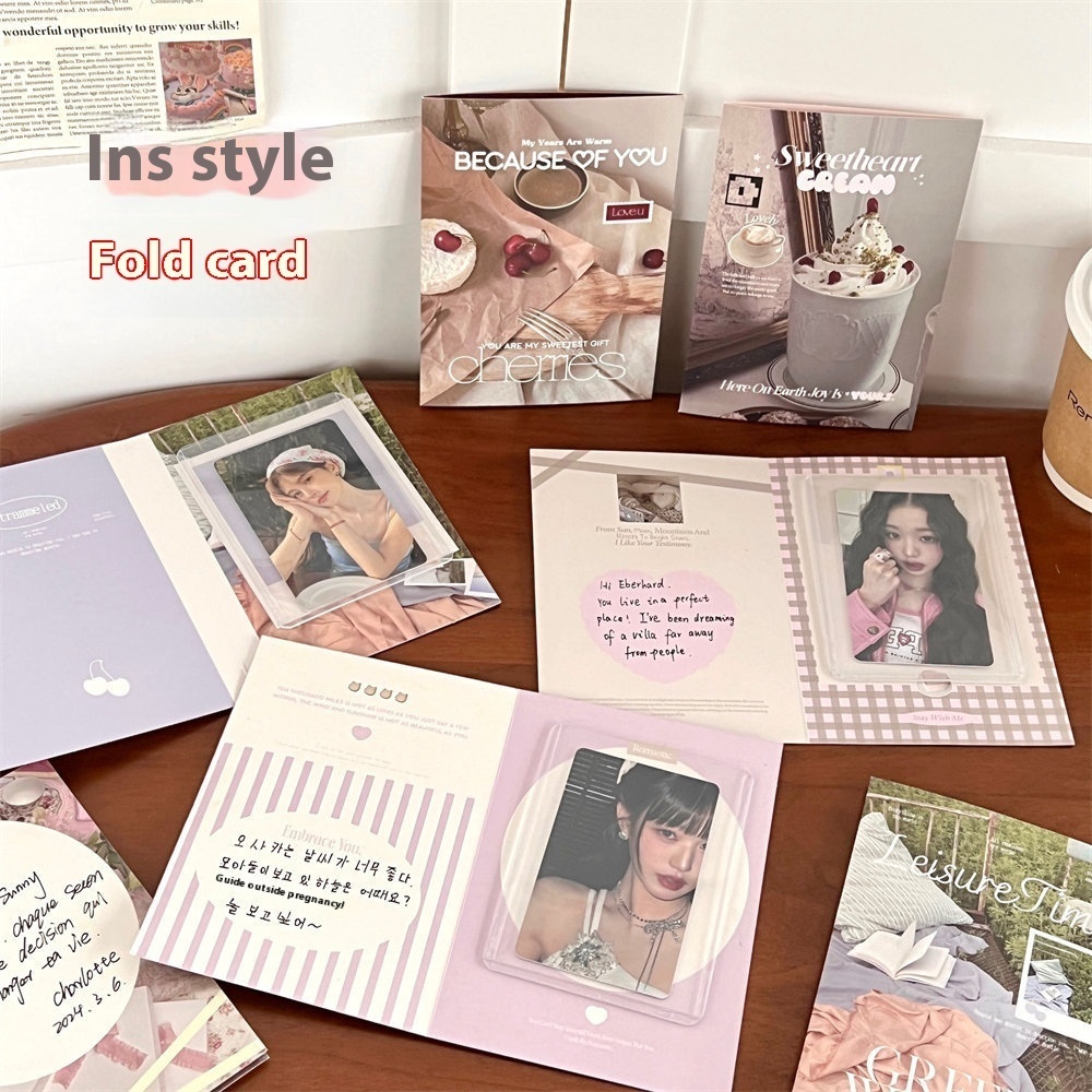 Pastoral Style Folding Card Packaging Decoration Folding Card Message Greeting Card Gift Packaging Card