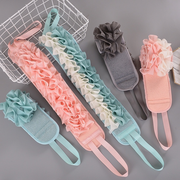 Backstretch Bath Flower Back Rubbing Mud Double-sided Strong Mud Rubbing Adult Household Long Bath Towel Back Rubbing Towel