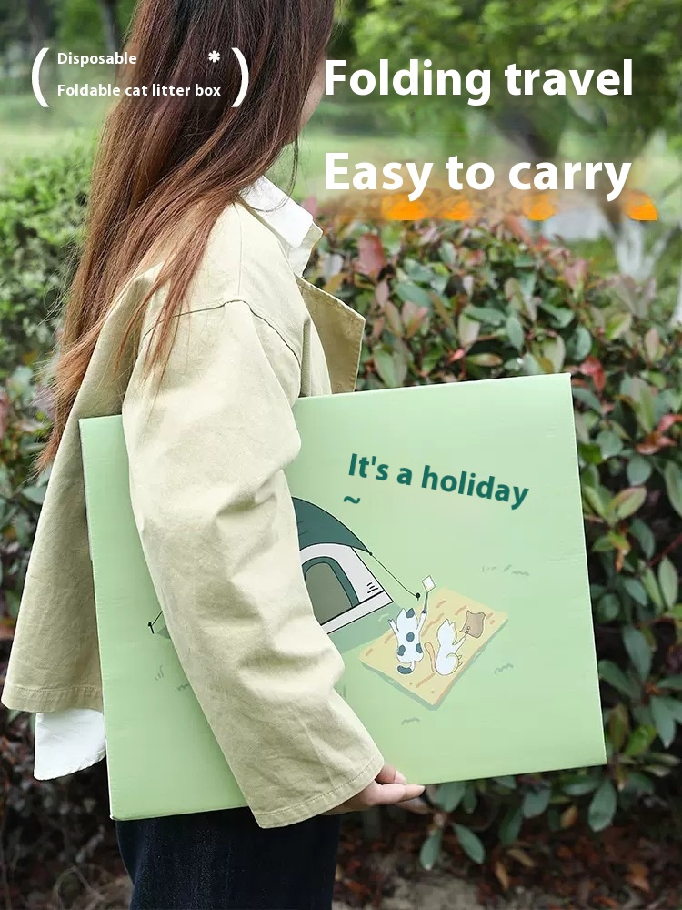 Disposable Cat Litter Box Cat Toilet Cat Litter Box Splash-proof Extra-large Foldable Fully Open Portable