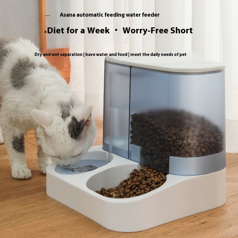 Pet Drinking Fountain Feeder Large Capacity Drinking Water Dry And Wet Separation Transparent Visual Food Storage Bucket Automatic Feeding Cat Bowl