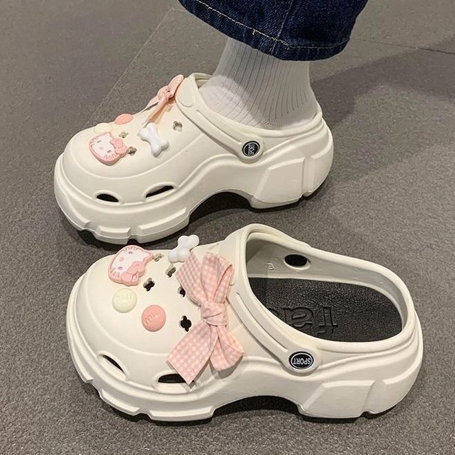 Women's Hole Shoes Summer Outdoor Wear Super Thick Bottom Fashion Net Red Increased Non-slip Deodorant Sandals For Women