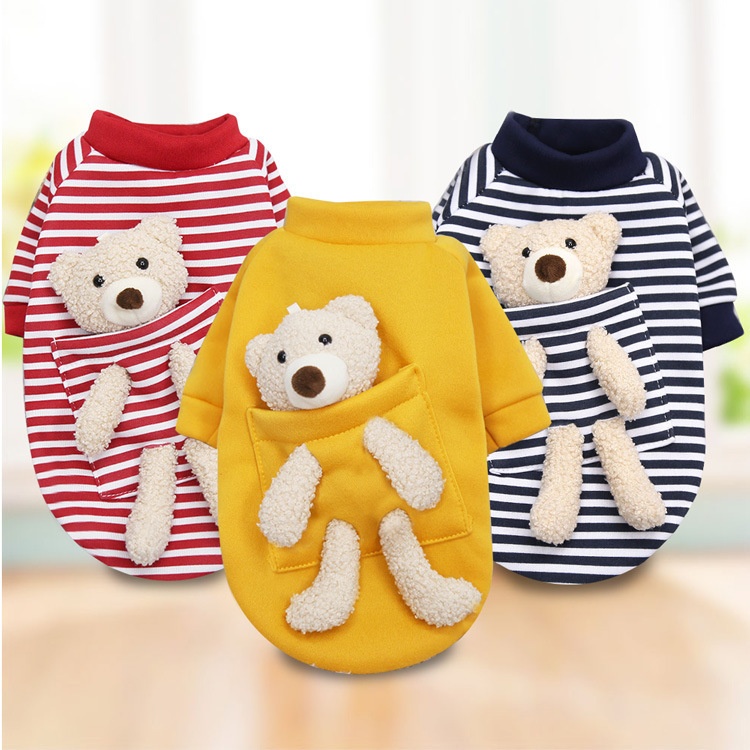 Internet Celebrity Pocket Bear Dog And Cat Guard Clothes Autumn And Winter Plus Velvet Small Dog Warm Pet Supplies Direct