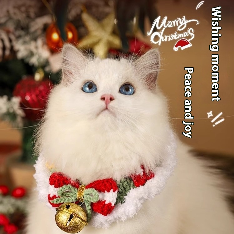 Cat Clothes Pet Scarf Puppet Collar Cat Hat Kitten Autumn And Winter Decoration Winter Dog Scarf Christmas