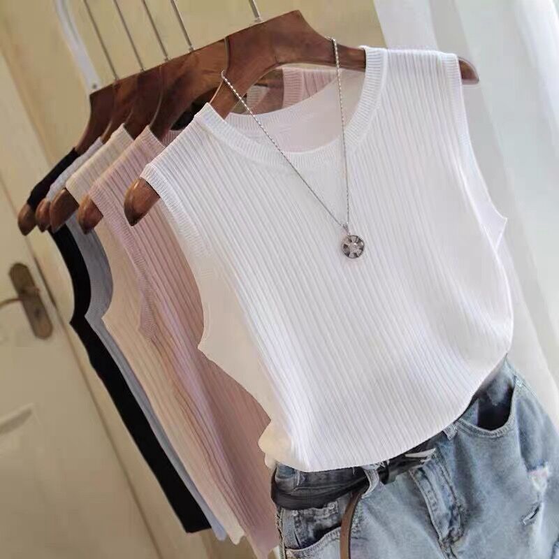 Vest For Women Outer Weary T-shirt Sleeveless Knitted Top Bottoming Shirt Suspenders