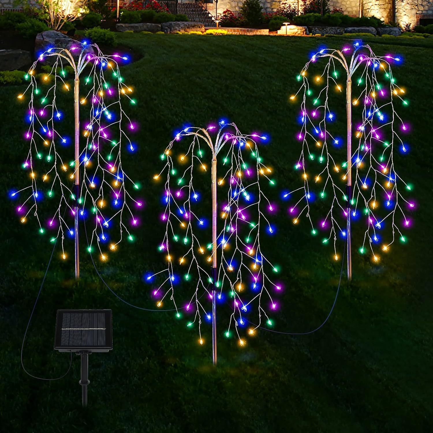 Solar Ground Plug Firecracker Lights Christmas Holiday Atmosphere Lights Garden Lawn Lights Led Copper Wire Fireworks Light String