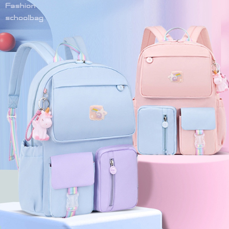 Elementary School Students'Schoolbags,Girls'Backpacks,Boys'Refrigerator Door Side-opening Macarons,Lightweight Models For Grades1-3-6
