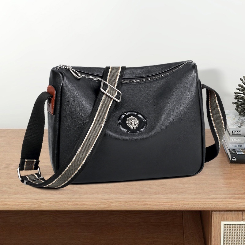 Style Single Shoulder Bag Men's Genuine Leather Leisure Multifunctional Horizontal Leisure Messenger Bag First Layer Cowhide Large Capacity Men's Bagy