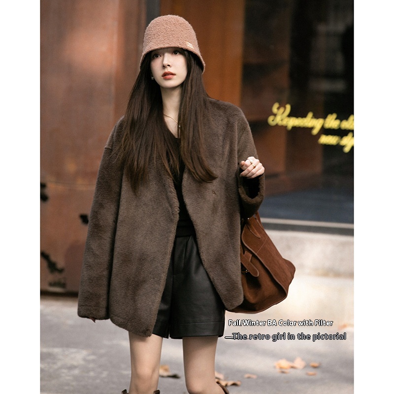 The Fugitive Daughter's Ultra-high-weight European Mink Velvet Imitation Mink Fur Jacket Has A Loose V-neck And Is Really Popular With Celebrities. - 1