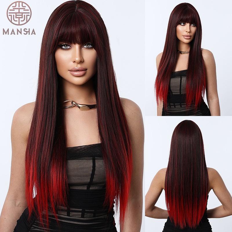 Wig Brown Rice Gradient Long Curly Hair Wig Women's Daily High Temperature Silk Wig Natural Simulation Full Head Cover Wig