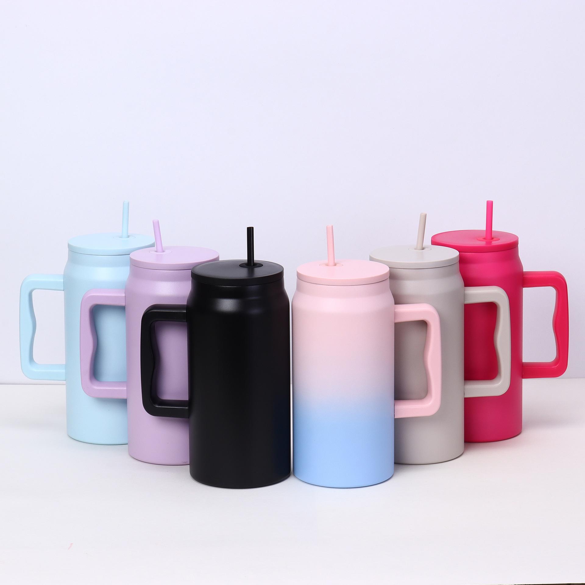 50oz Car Cup Large Capacity Outdoor Portable Car Cold Ice Bully Suction Tube Cup Gradient Water Cup