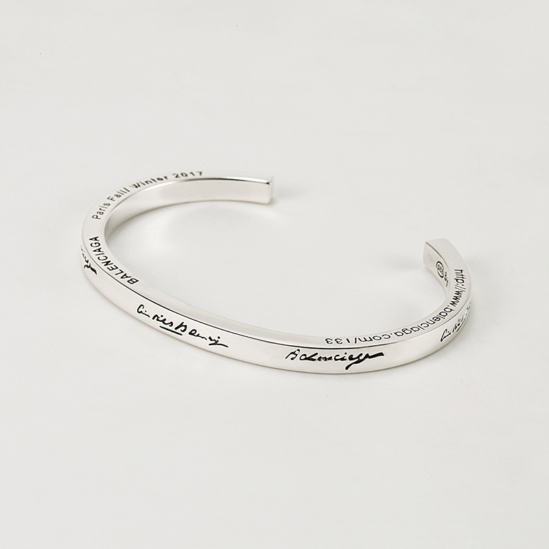 S925 Sterling Silver Heavy-duty English Letter Bracelet Niche Design Simple Light Luxury Net Celebrity All-match Old Thai Silver Bracelet