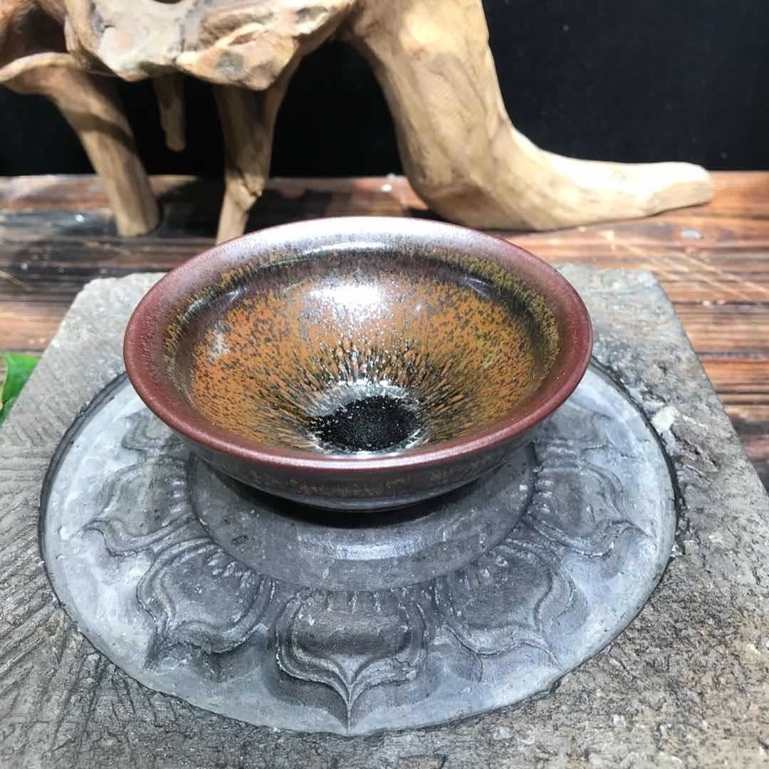 Jianyang Jianzhan Longyao Wood-fired Teacup Wood-fired Kungfu Tea Set Ceramic Large Master Cup Original Ore Glaze Iron Body