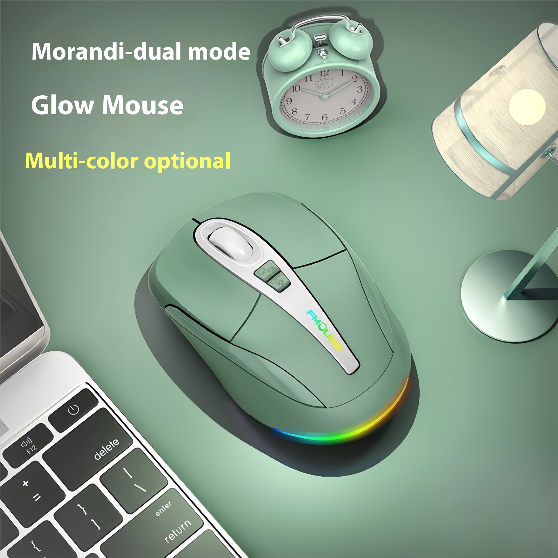 Macaron Wireless Bluetooth Mouse Home Office RGBColorful Type-c Charging Business Dual Mode Mouse