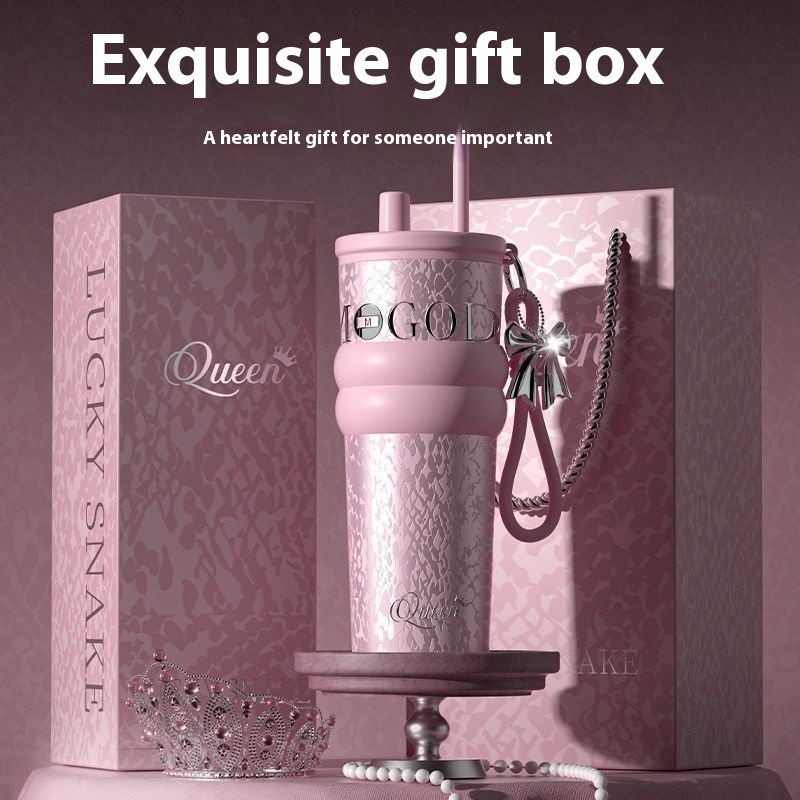 Goddess Festival Mug High-value Men's Holiday Gift-giving Straw Cup Ceramic Liner Gift Box Ice Bully Cup