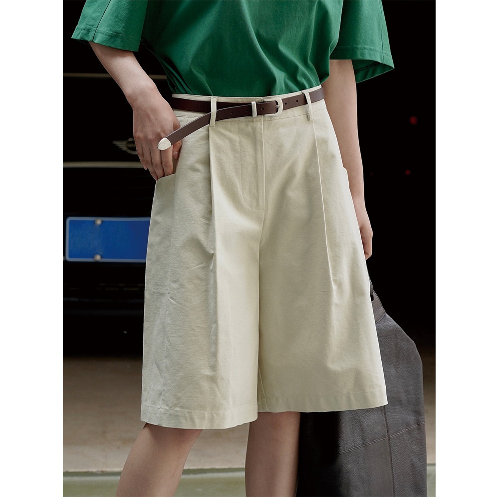 Summer Korean Retro Simple Five-point Suit Wide-leg Shorts Loose Slim Commuter Casual Pants Women