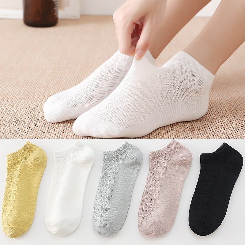 Summer Mesh Boat Socks Casual Cotton Socks Thin Short Socks Women Solid Color Breathable Short Tube Women Socks