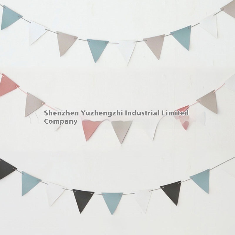 3m Leather Triangle Colored Flag Camping Party Colored Flag Wedding Birthday Scene Props Pull Flag Banner