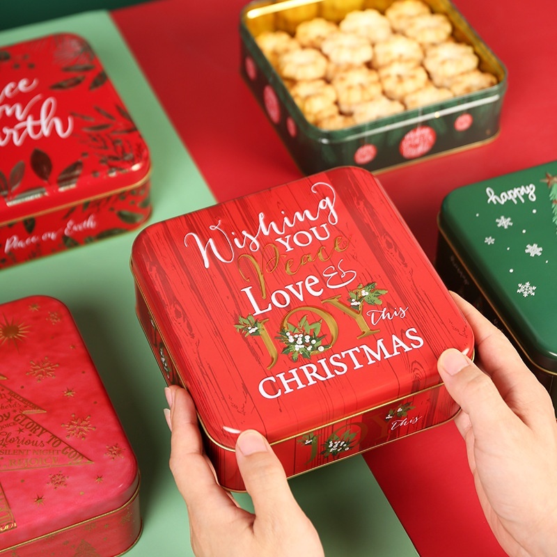 Creative Christmas Gift Box Candy Biscuits Chocolate Packaging Tinplate Empty Box European Style Souvenir Christmas Gift