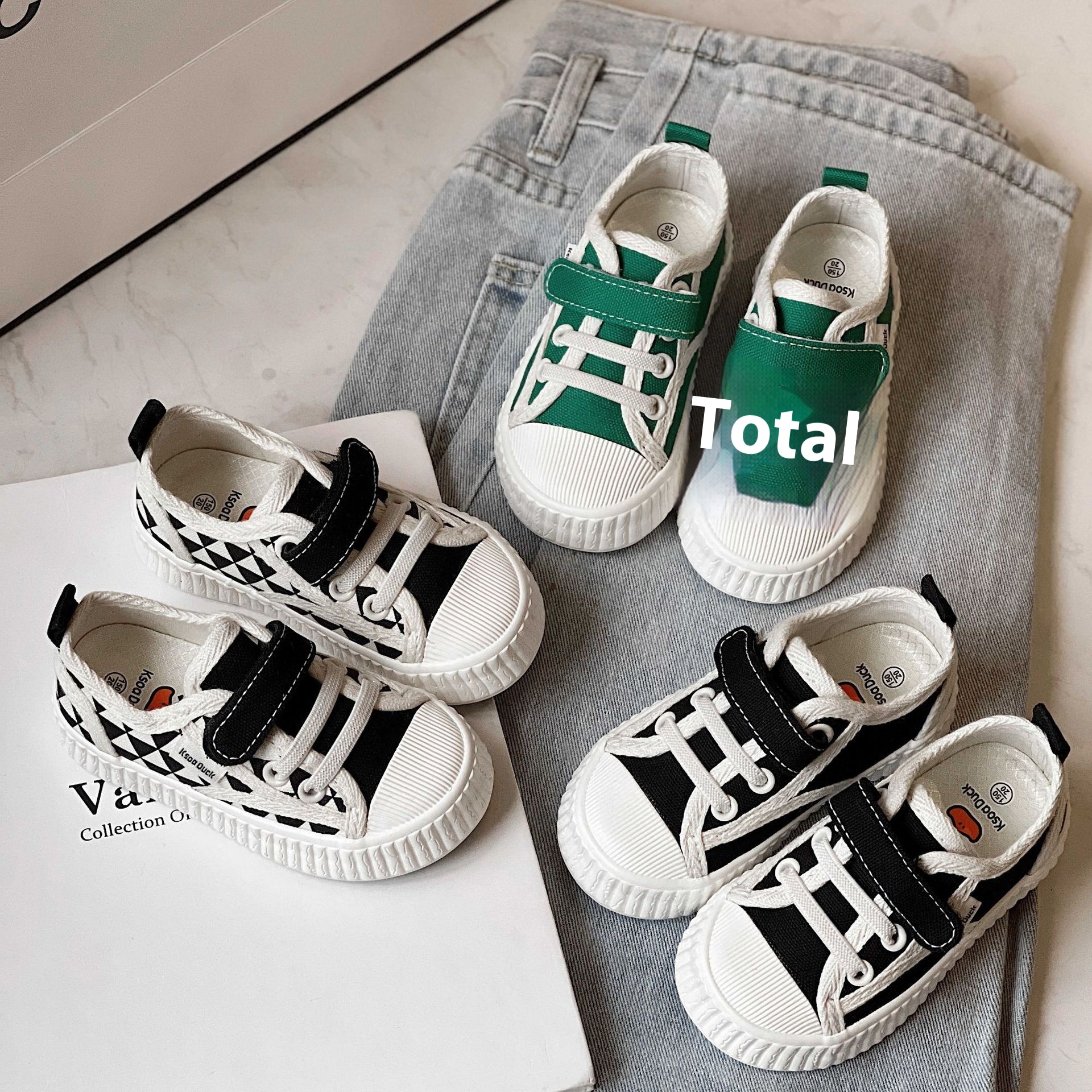 Children's Plaid Canvas Shoes Summer Korean Version Soft Sole Small,Medium And Large Boys And Girls Student Sneakers Baby Toddler Shoes