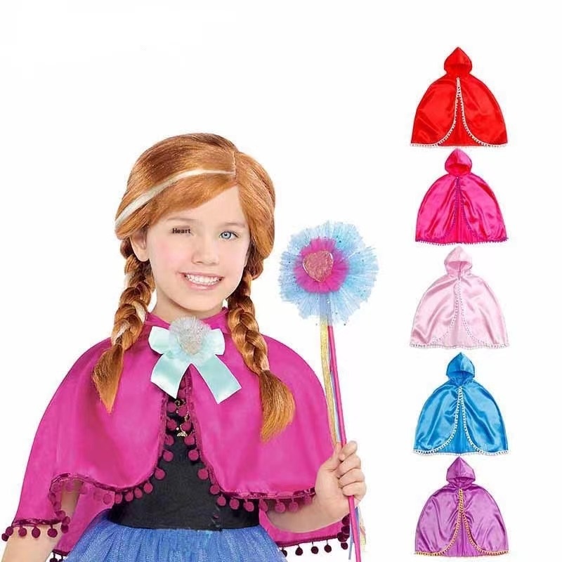 Children's Cloak Halloween Makeup Party Witch Cosplay Costume Princess Cloak Little Mage Solid Color Cloak