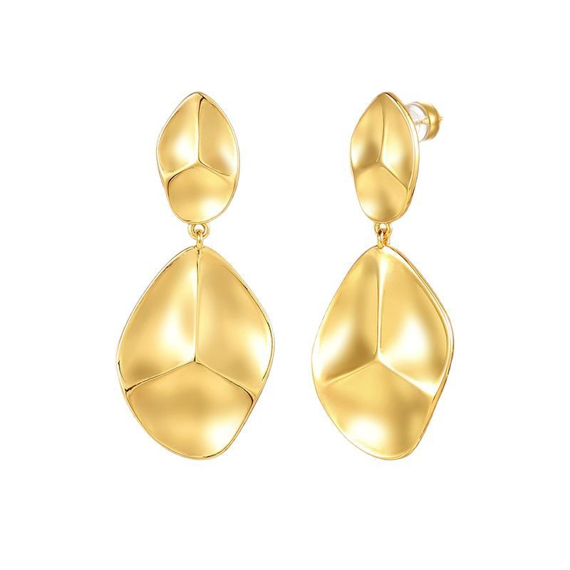 Niche Water Drop Shape Earrings Polished Hollow Exaggerated Irregular Geometry Ear Jewelry Women