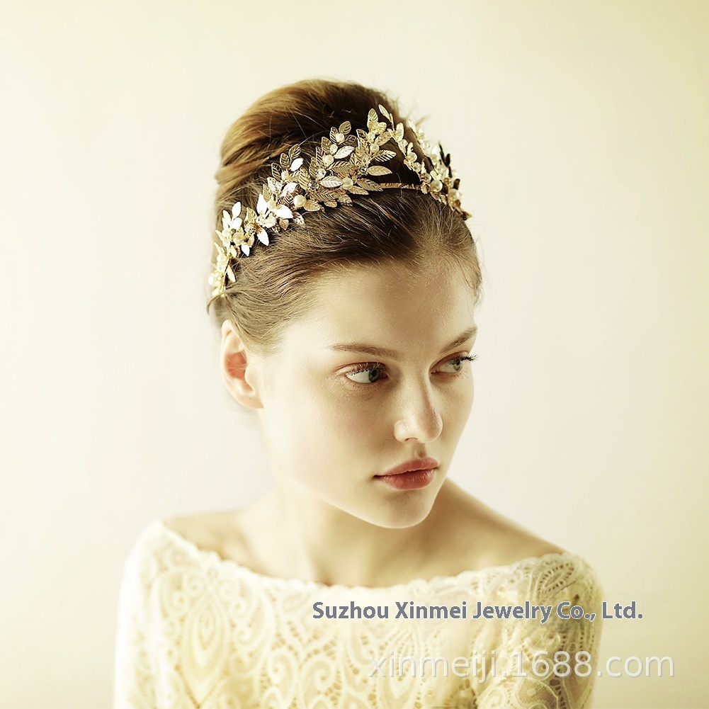 O870 Three-dimensional Leaf Bridal Headdress Retro Baroque Bridal Crown Wedding Dress Jewelry