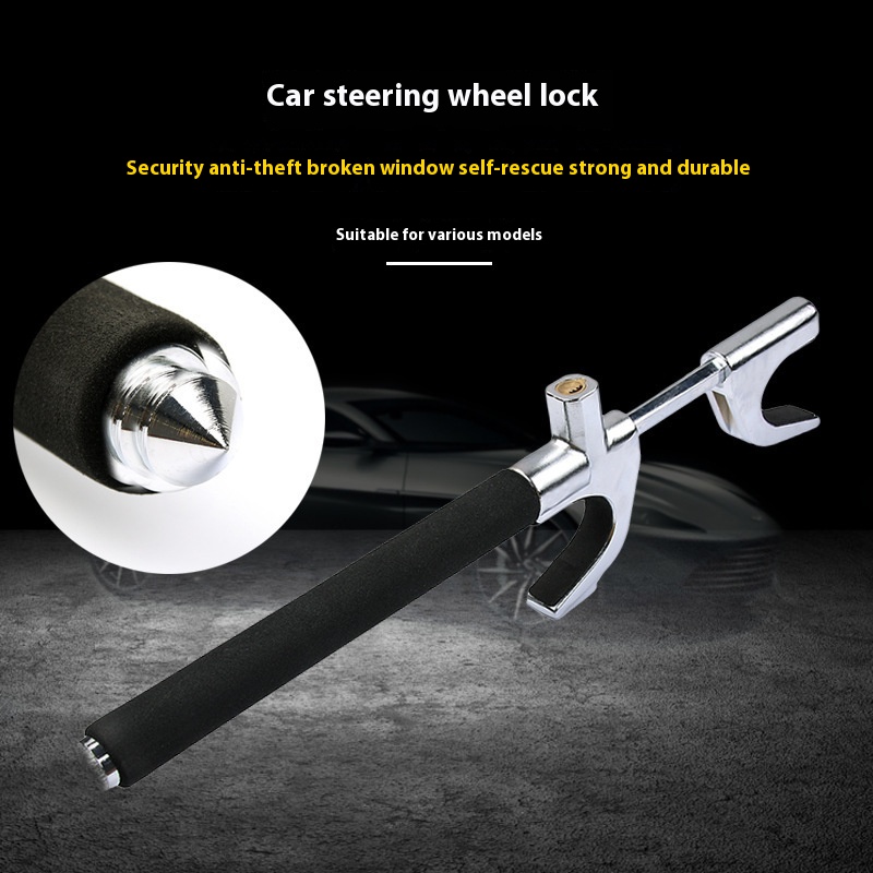 Style Car Steering Wheel Lock Multifunctional Adjustable Telescopic Anti-theft Lock With Cone U-shaped Lock