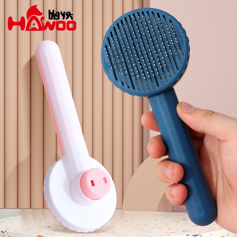 Single-sided Round Wire Comb Macaroon Color Massage To Remove Loose Hair Cat Self-cleaning Needle Comb Pet Comb