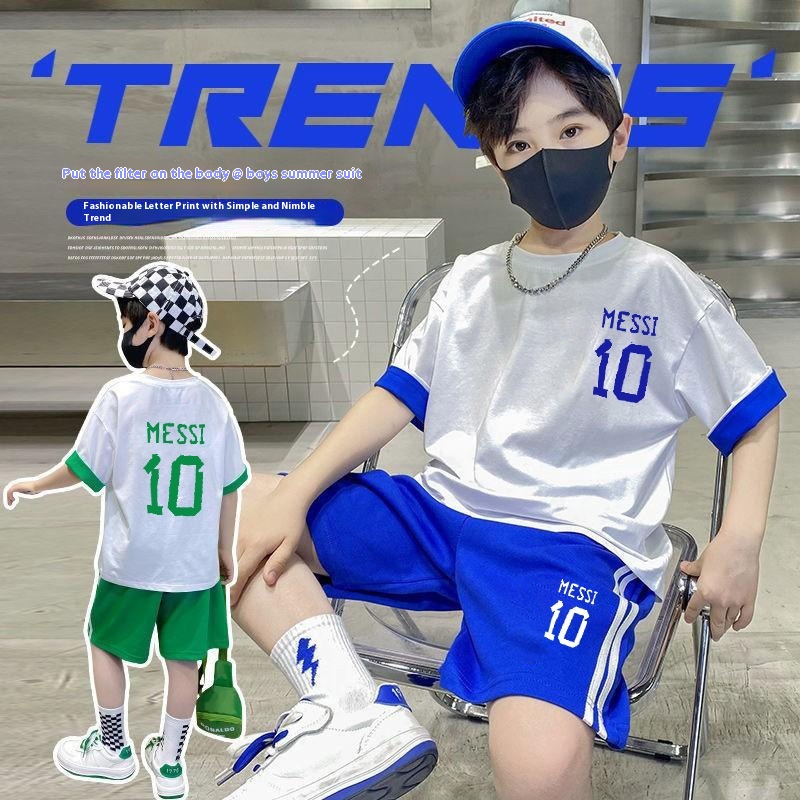 Children's Summer Sports Basketball Suits Boys Mesh Quick-drying Short-sleeved Shorts Small And Medium Children's Football Training Suits