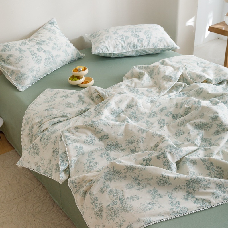 Small Floral Summer Quilt Four-piece Set Pure Cotton Summer Quilt Soy Fiber Soft And Machine Washable