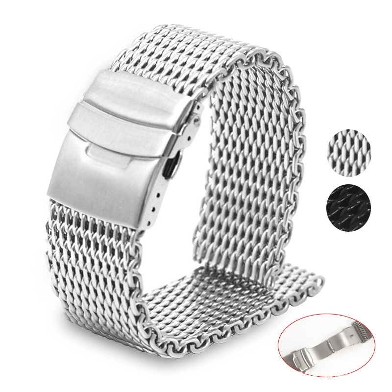 Watch Strap Cool Shark 1.2 Line Milanis Stainless Steel Woven Watch Strap 20/22mm
